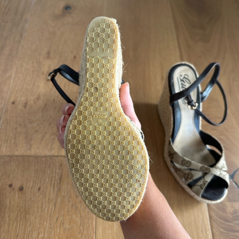 Authentic Gucci GG Canvas Wedge Espadrilles - Picture 8 of 9
